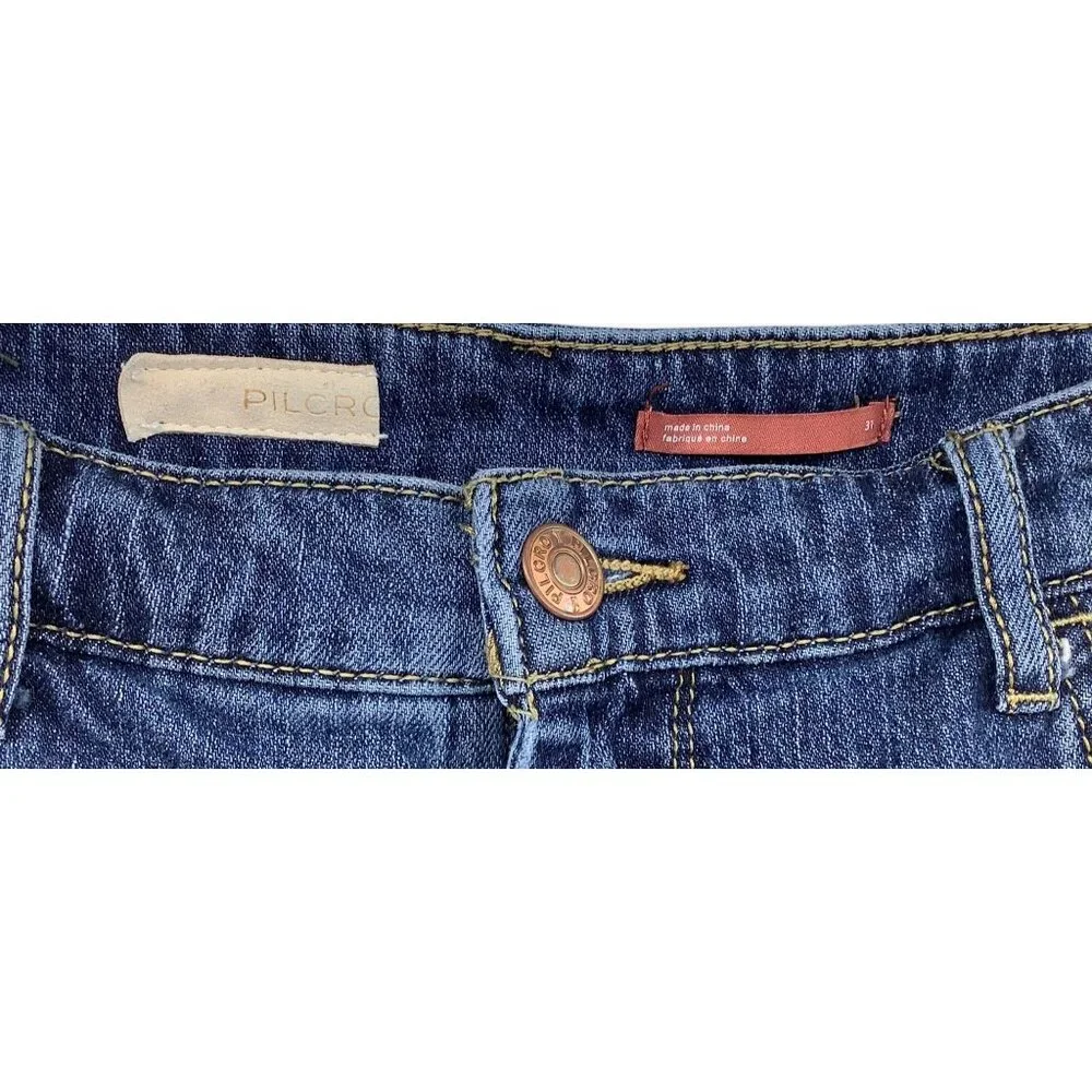 Pilcro Mid-Rise Blue Denim Wide-Leg Womens Jeans Size 31 - Picture 4 of 7